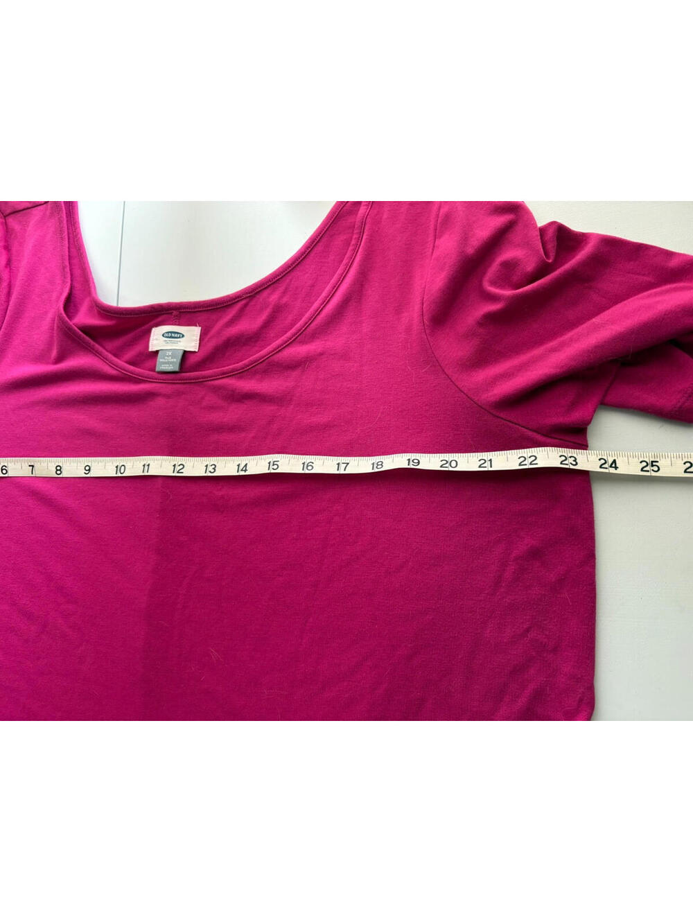 Old Navy Womens Top 2X Hot Pink Scoop Boat Neck Short Sleeves Stretch - Picture 5 of 6